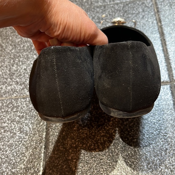 Aldo black pointy toe flats with silver and crystal embellishments. - Picture 5 of 7